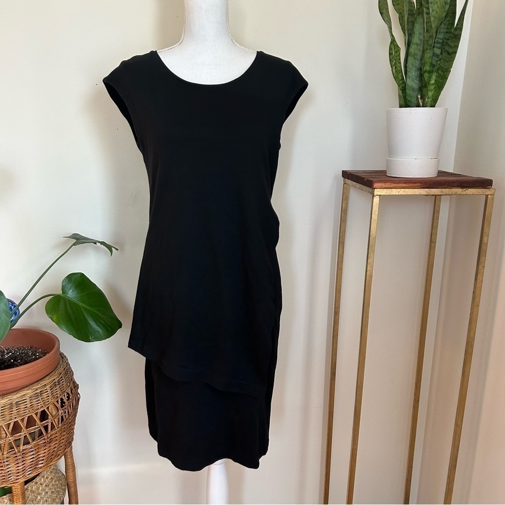 Lafayette 148 Asymmetrical Knit Dress in Black sz S